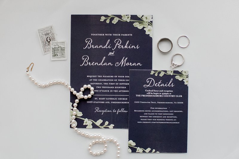 Simple white and navy blue wedding invitation suite from Shutterfly for military wedding