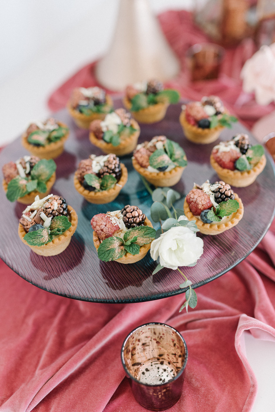 Mixed berry tarts for a fall wedding