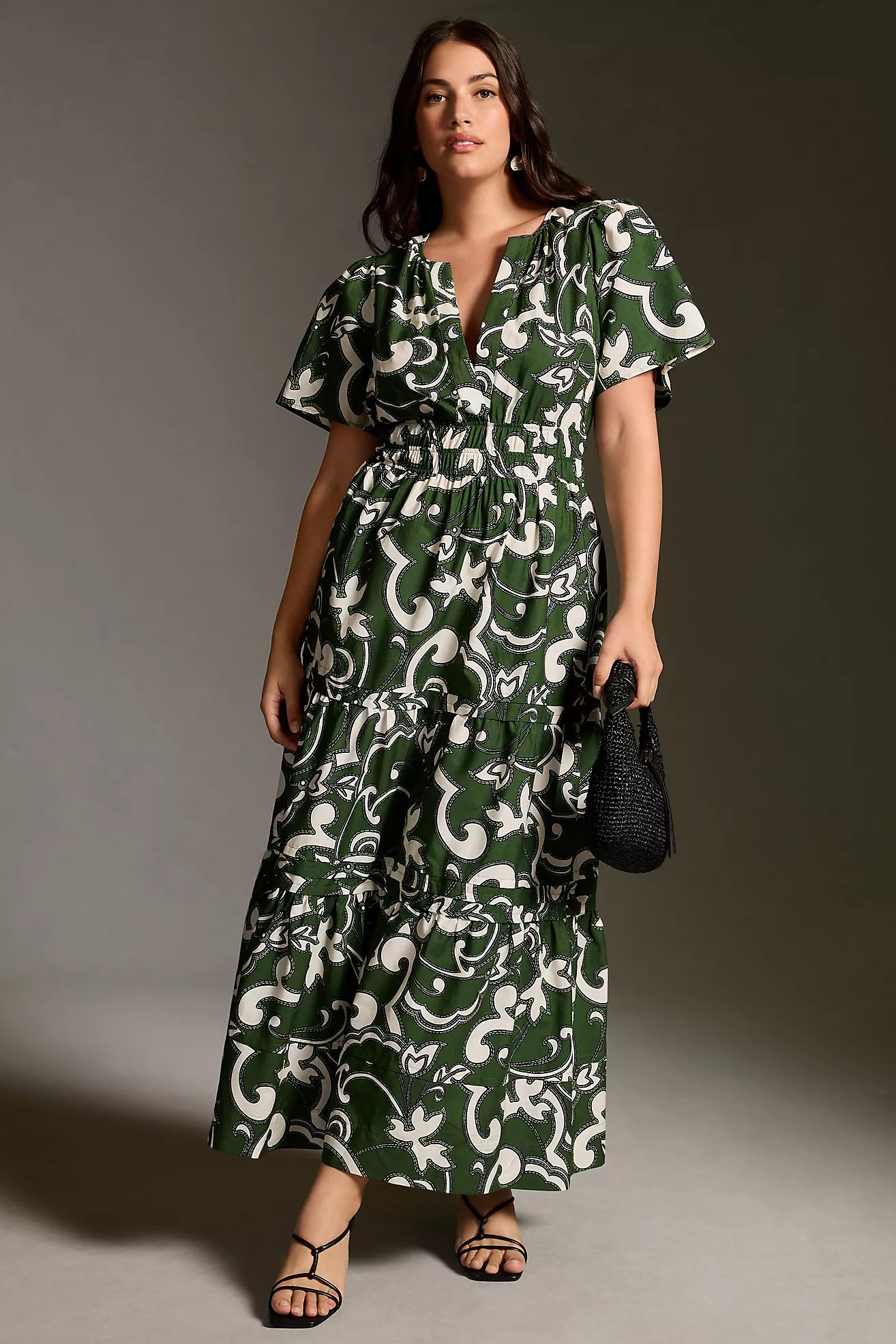 Emerald green Somerset maxi dress from Anthropologie for fall wedding guests