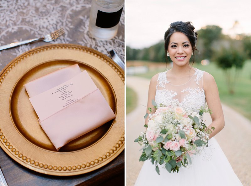 Gorgeous bride with natural romantic bridal makeup for fall wedding