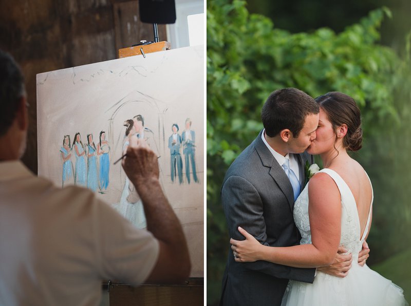 Live wedding painting by artist for unique wedding activity memory