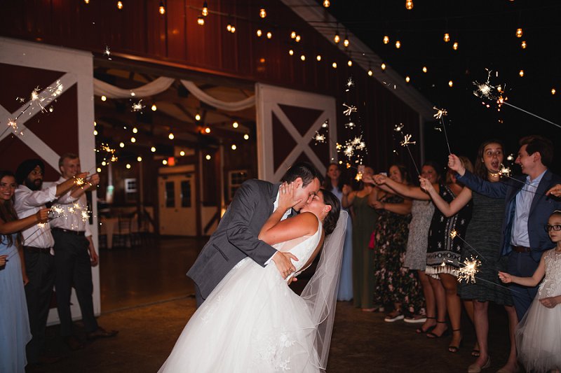 Romantic winery wedding exit with sparklers at New Kent Winery in Virginia