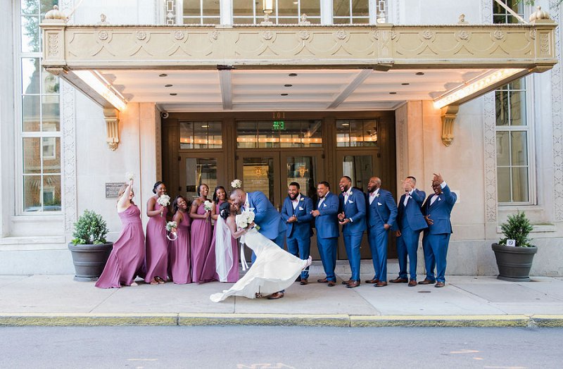 Classic navy blue and purple ballroom wedding in Richmond Virginia