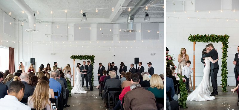 Beautiful industrial wedding ceremony at Studio Two Three in downtown Richmond Virginia