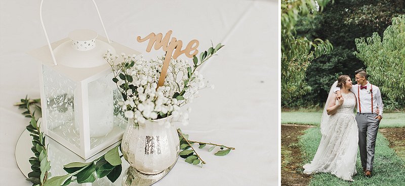 Simple mercury glass with babys breath centerpiece for rustic wedding reception decor