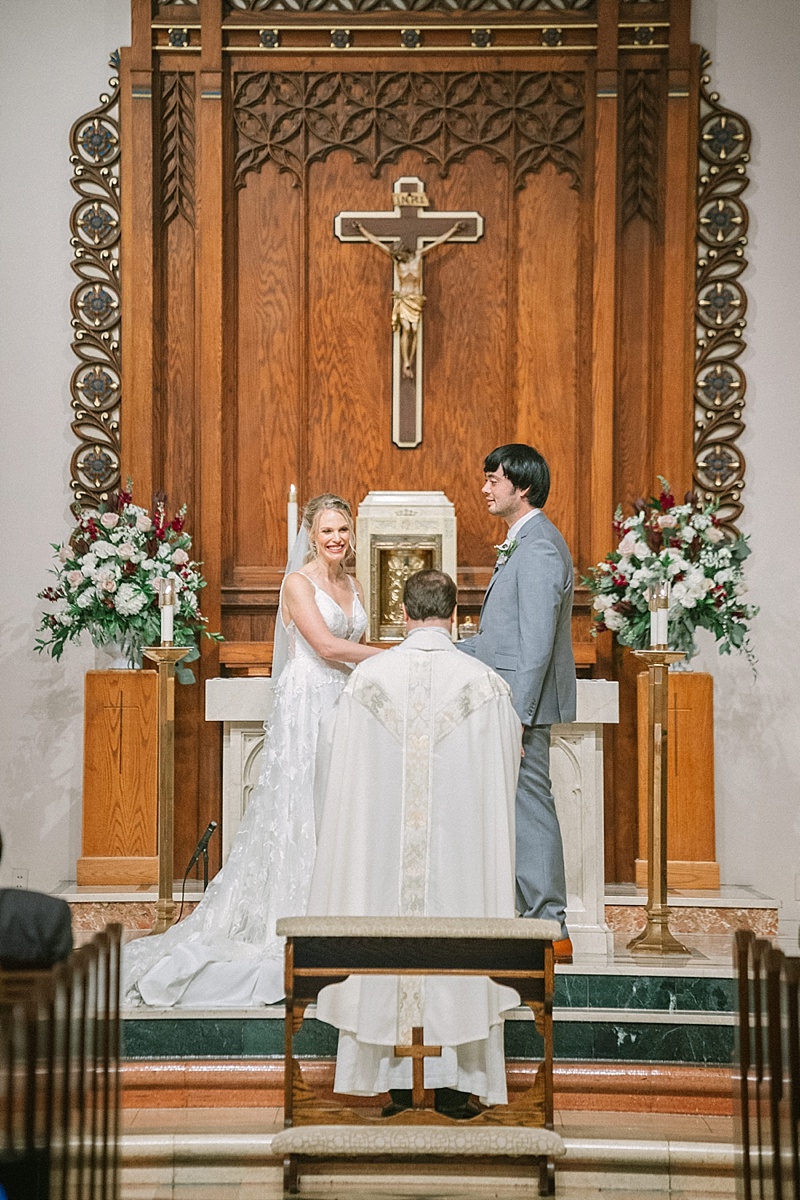 Traditional Catholic wedding ceremony at Saint Bridget in Richmond Virginia