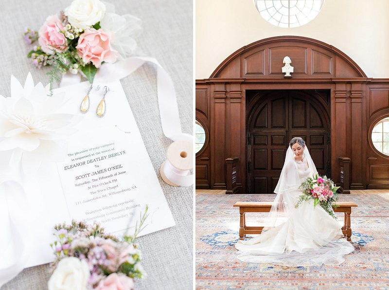 Simple and classic wedding invitation for military wedding at Wren Chapel at William and Mary College in Williamsburg Virginia